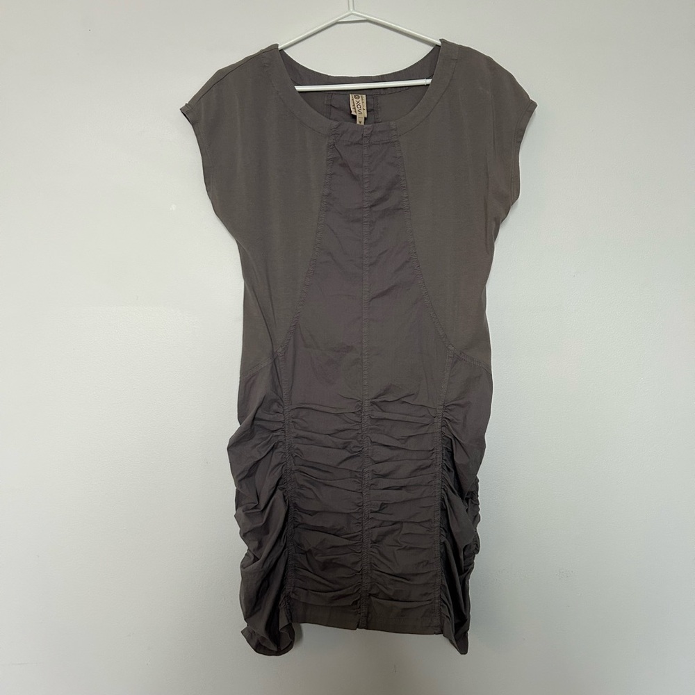 XCVI Gray Ruched Sheath Mini Dress